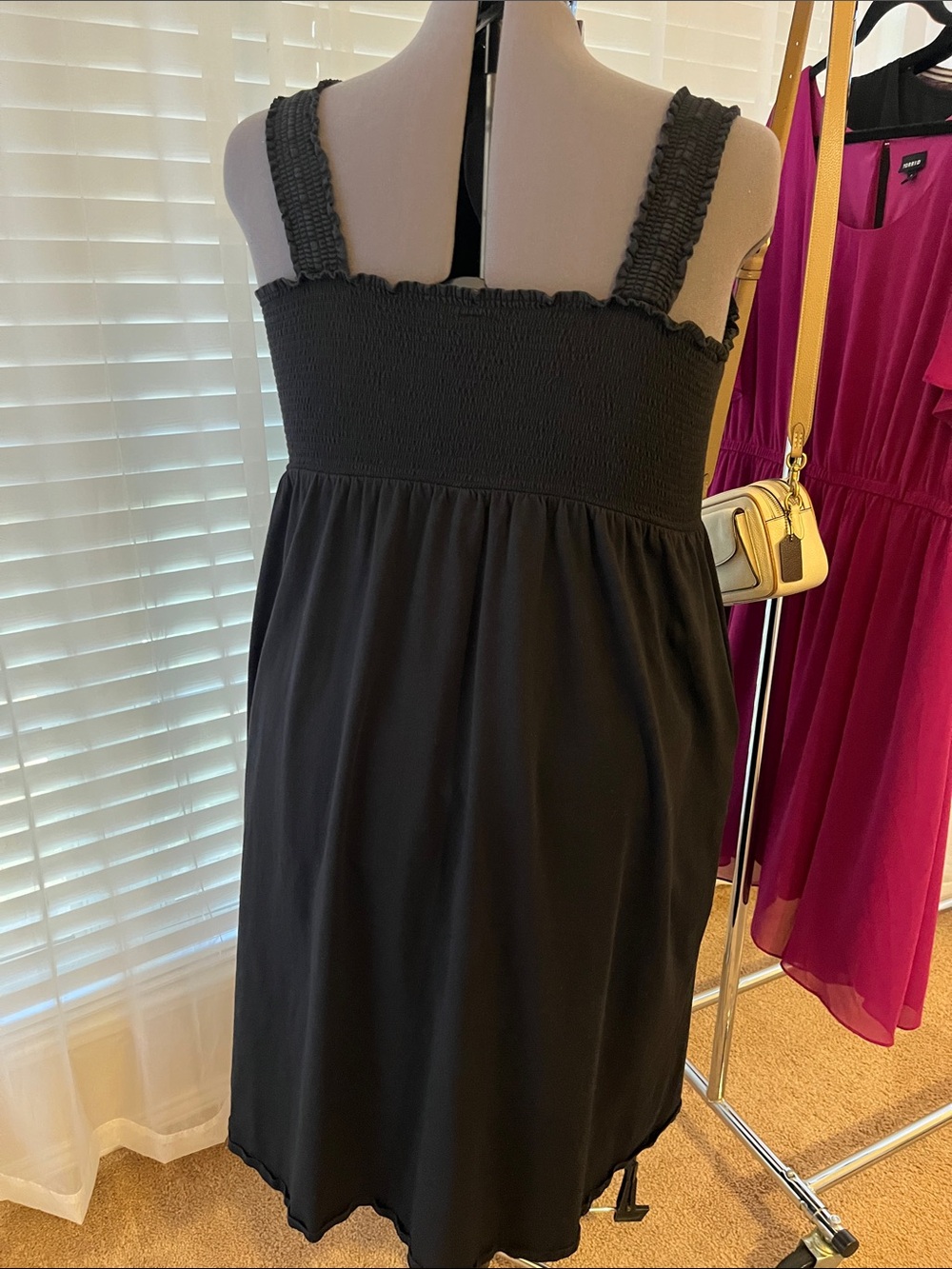 ON Black Smocked Midi Dress 2x 18 20 - Picture 3 of 7